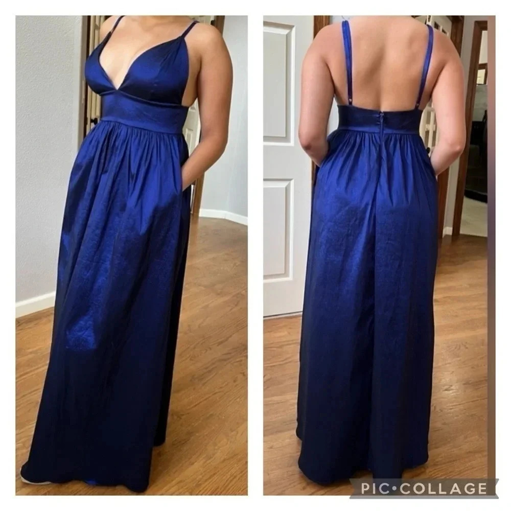 Windsor Full Length Iridescent Royal Blue formal dress with POCKETS!!